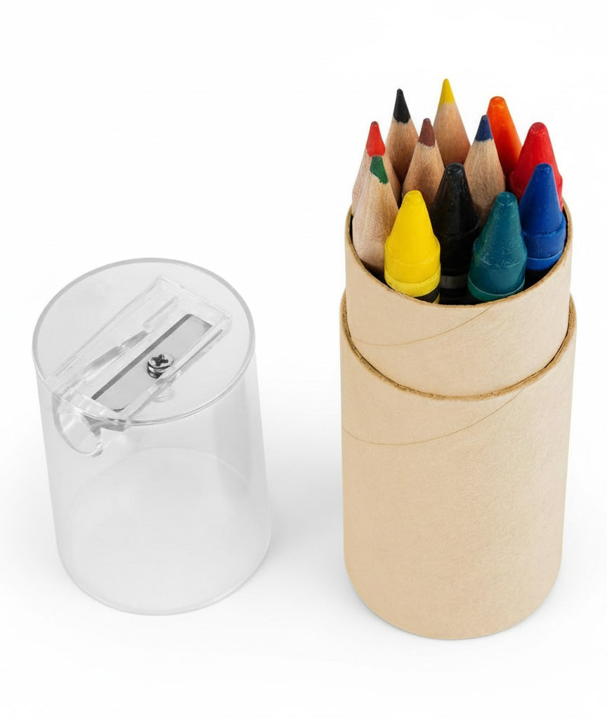 Travel Art Tube – Pencils, Crayons & Sharpener Set