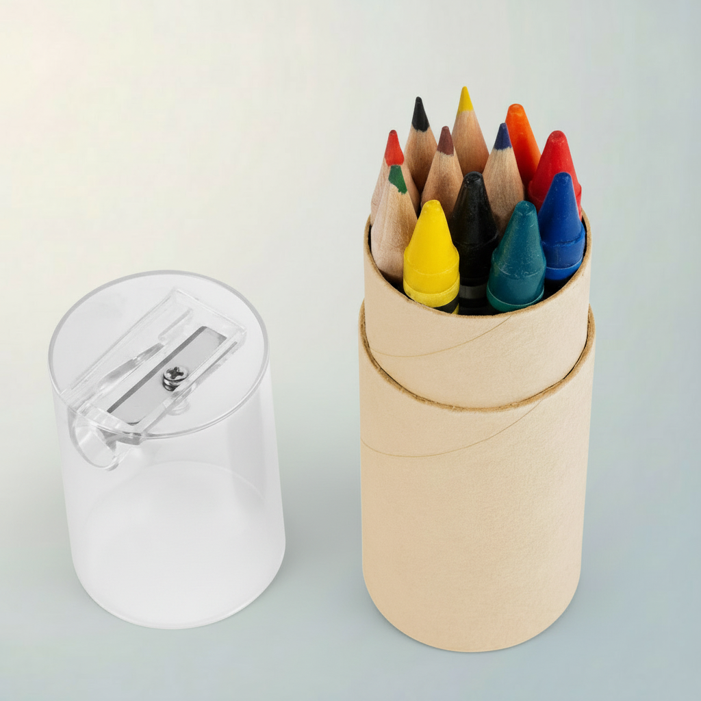 Travel Art Tube – Pencils, Crayons & Sharpener Set